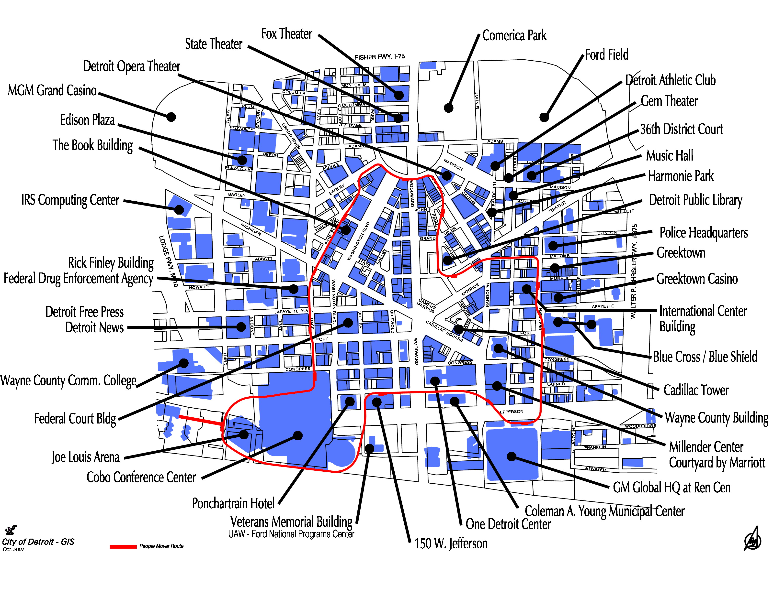 карта-схема Детройта